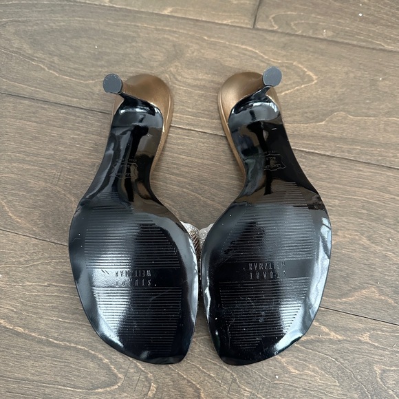 Stuart Weitzman Gold Mesh Slip On Sparkly Heels - Picture 6 of 8